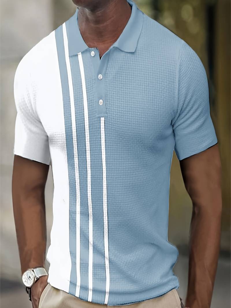Noah colorblocked waffle-knit stripe shirt bold casual modern fit trendsetter style comfort everyday wear