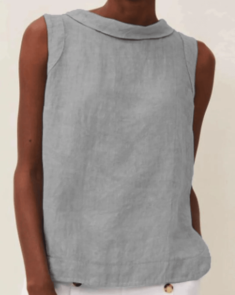 Women's breathable linen short sleeve blouse round neck casual summer top lightweight fit