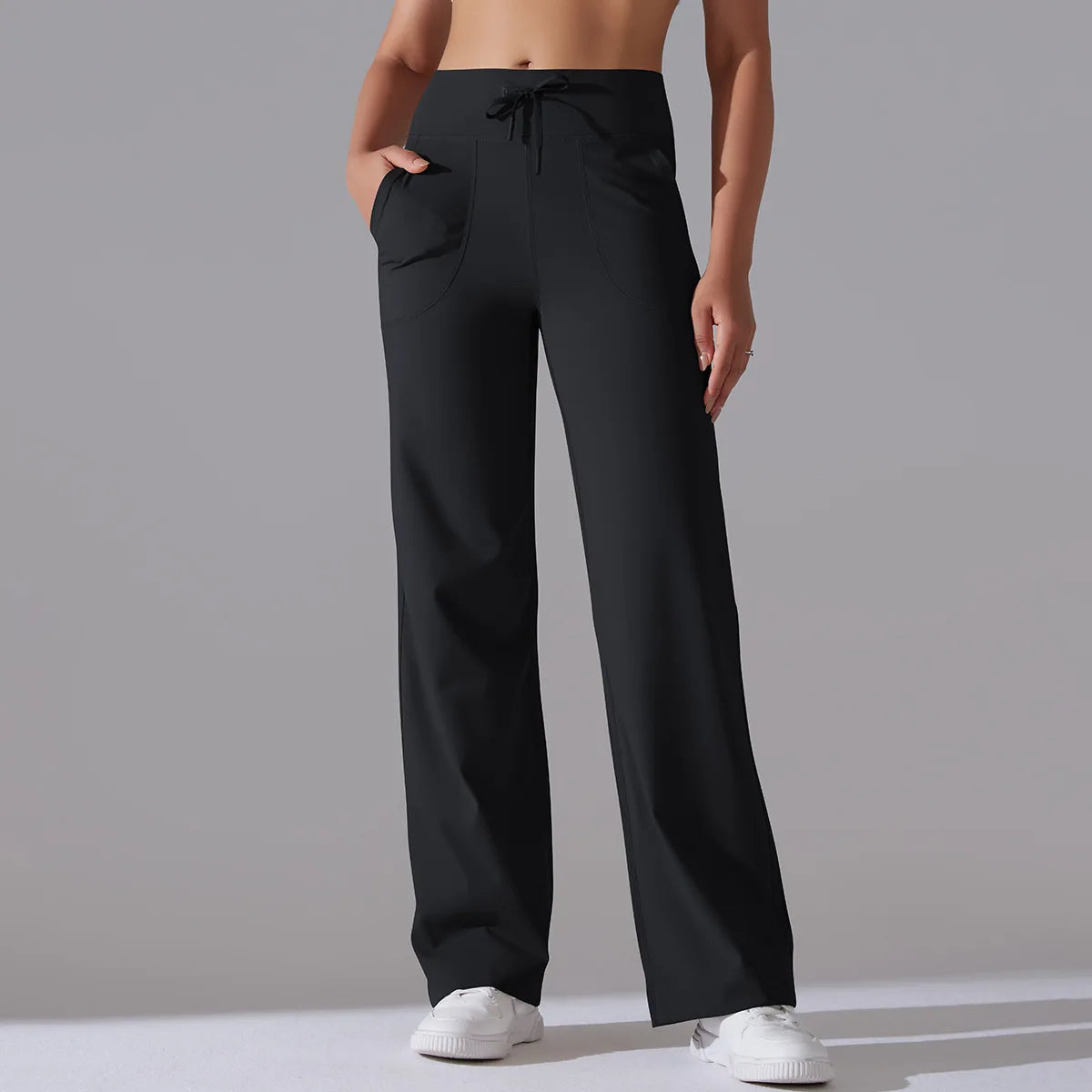 Women's straight-leg yoga pants with contoured waistband, ultra-soft 4-way stretch fabric and deep pockets