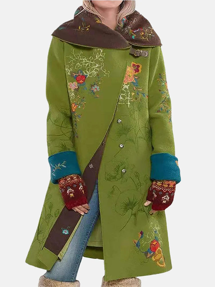 Women's elegant long coat classic silhouette draped outerwear warm refined style for cold days