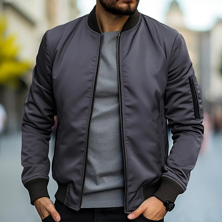 Men's Linus bomber jacket urban streetwear style with stand-up collar and modern regular fit