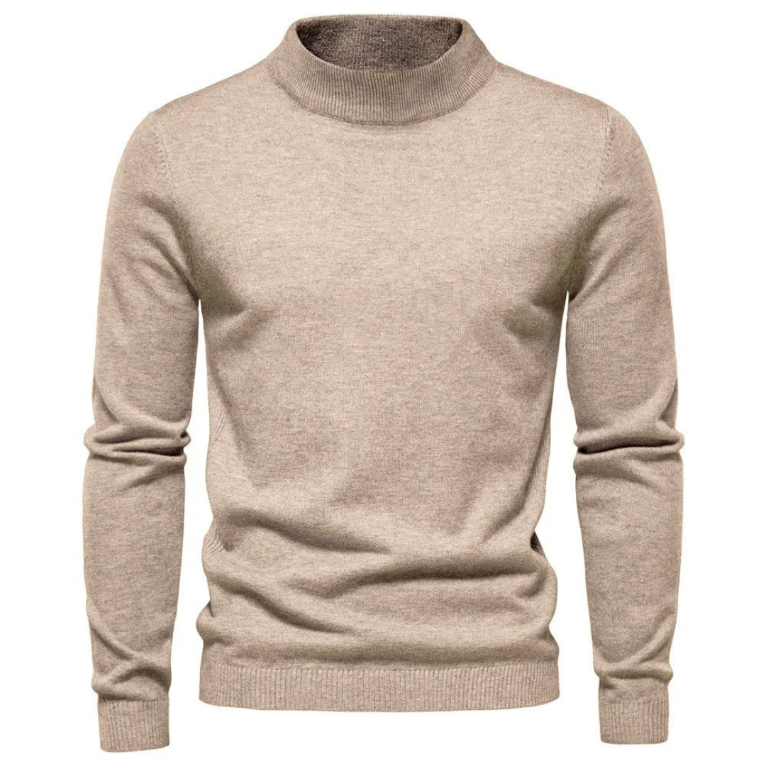 Men's warm knit turtleneck sweater long sleeve pullover in solid color cold weather comfort fit