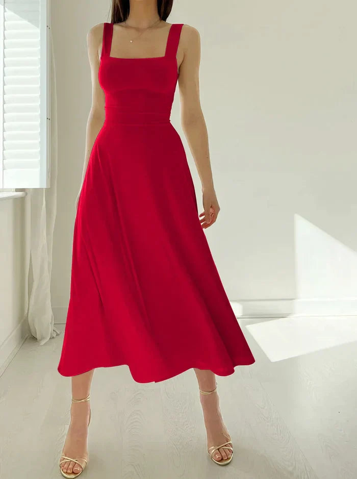 Women's silk-like Polly dress flattering silhouette breathable fabric elegant curve-accentuating design