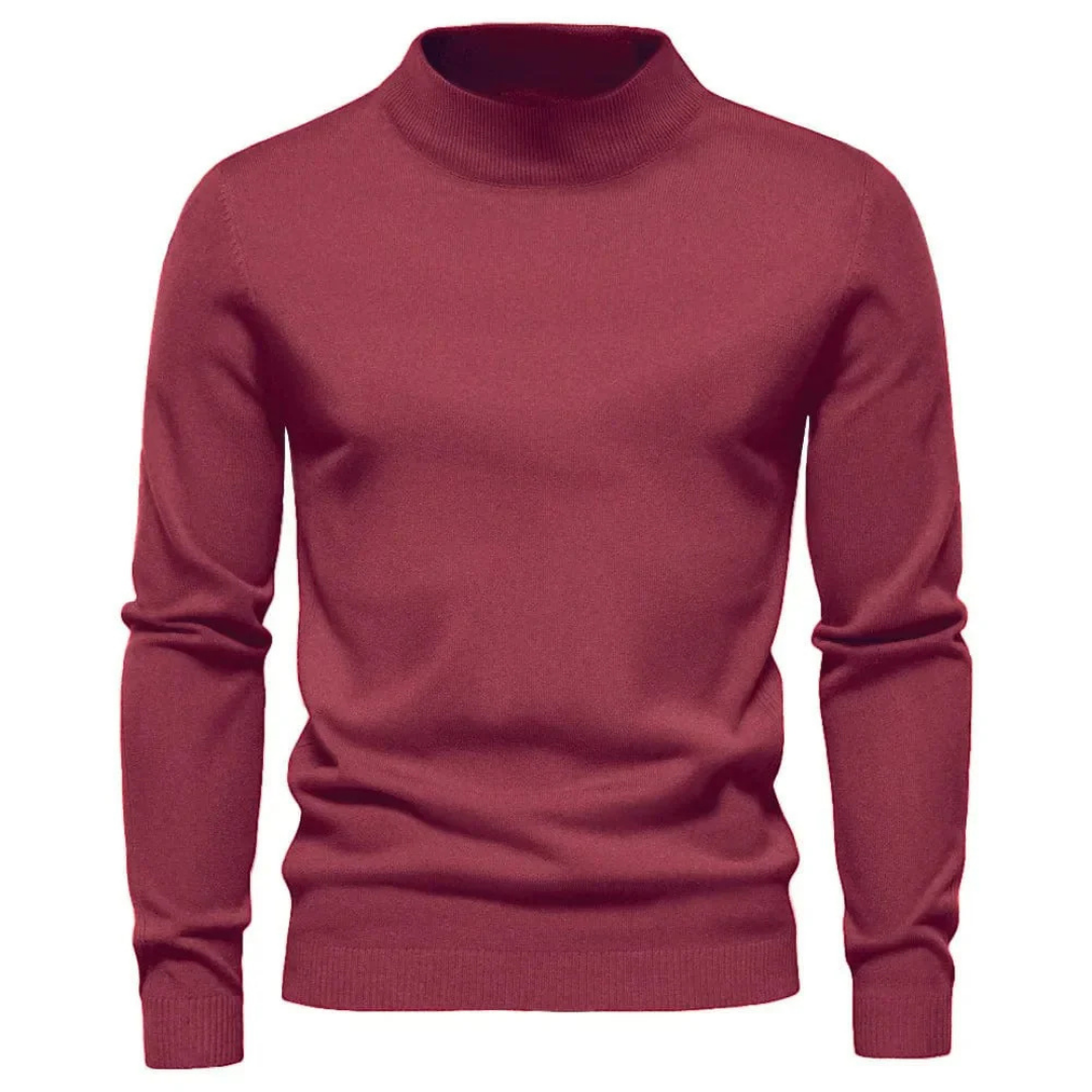 Men's warm knit turtleneck sweater long sleeve pullover in classic winter style