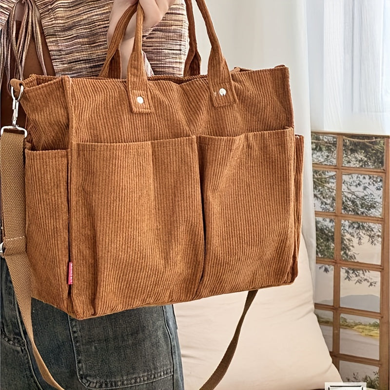 Women's multipurpose tote shoulder bag with adjustable strap and multiple pockets for work and daily use