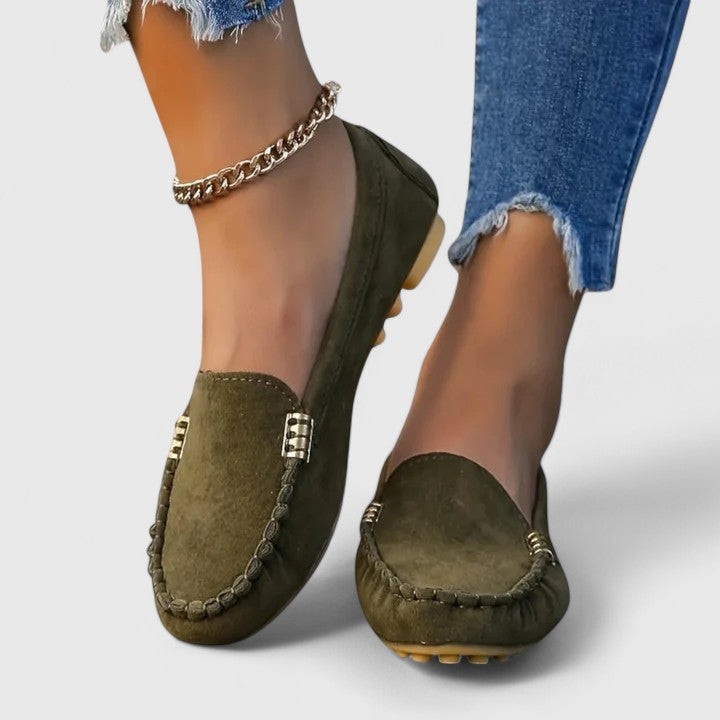 Ruby | Women's Suede Slip-On Loafers Flat Moccasin Shoes