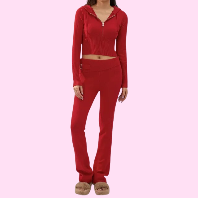 Women's relaxed fit hoodie lounge set in soft fabric, casual hooded style for home and travel