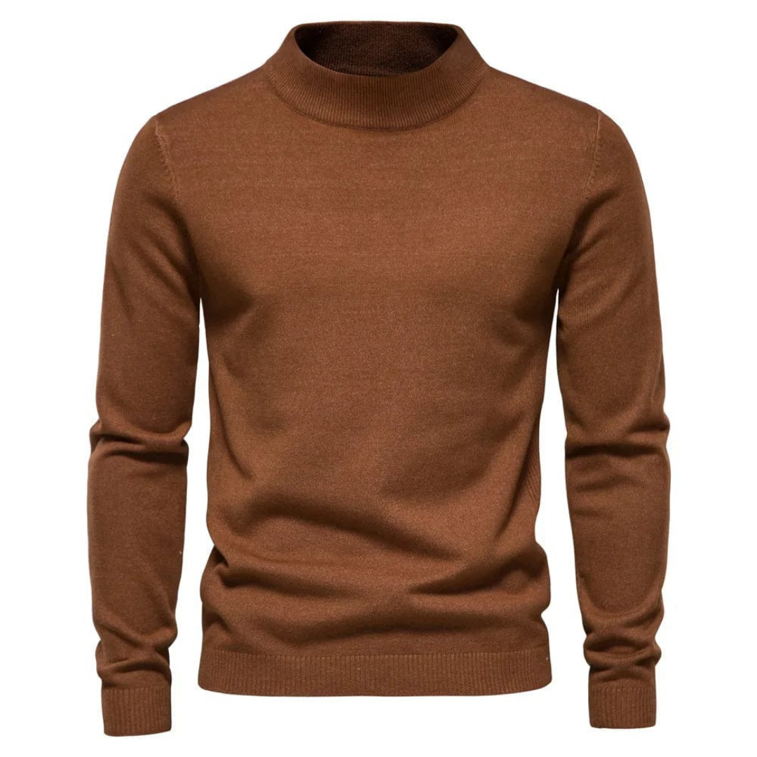 Men's warm knit turtleneck sweater long sleeve winter pullover with elevated collar everyday comfort