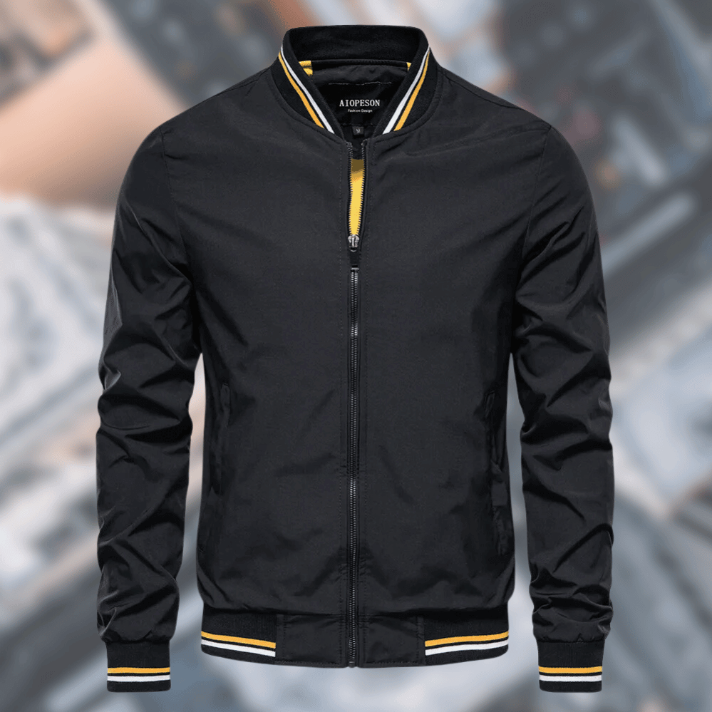 Unisex bomber jacket water-resistant stand-up collar ribbed cuffs all-season sleek urban style