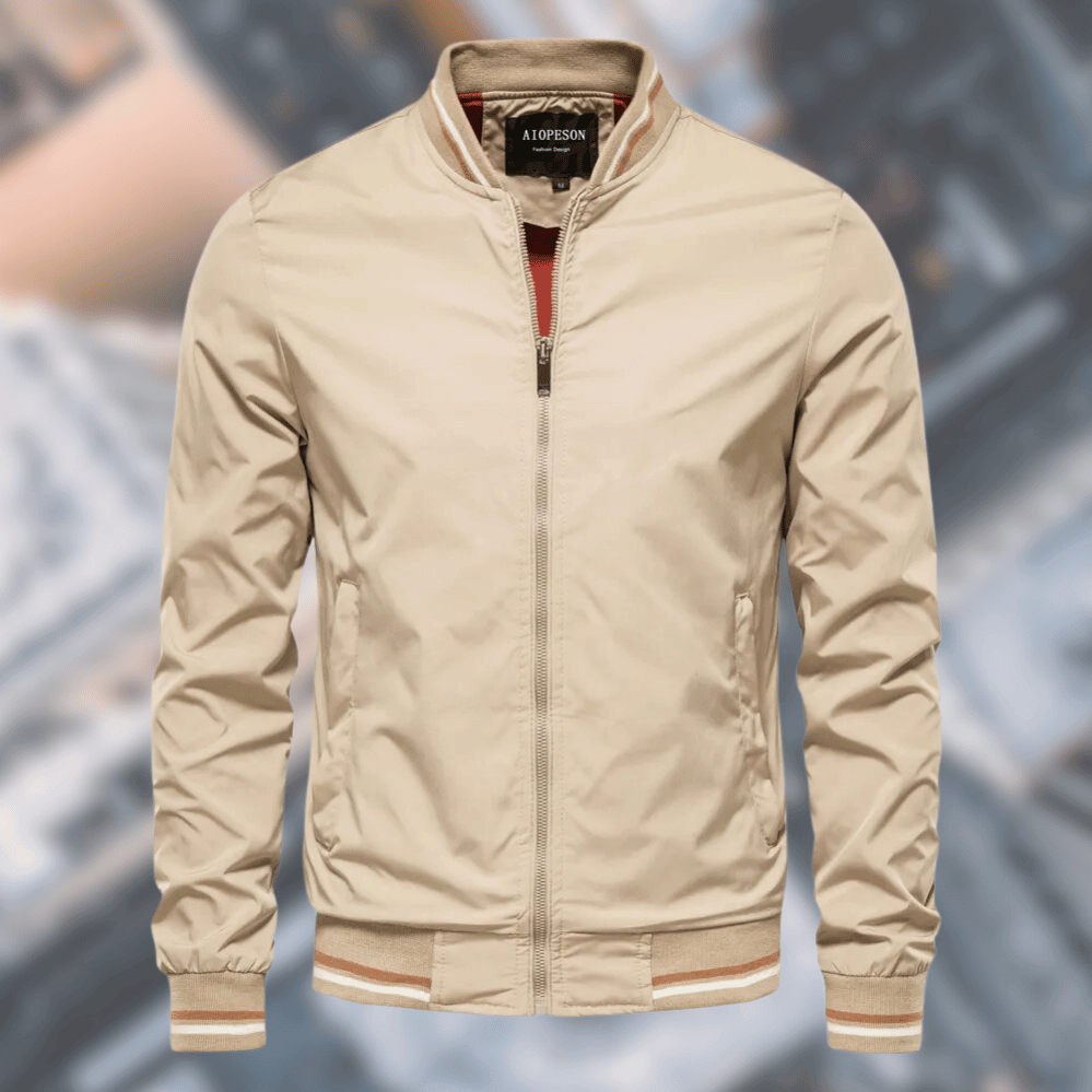 Unisex bomber jacket water-resistant stand-up collar ribbed cuffs all-season sleek urban style