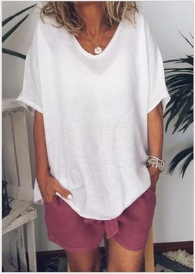 Women's loose fit casual summer blouse, short sleeves, lightweight breathable fabric, chic everyday top