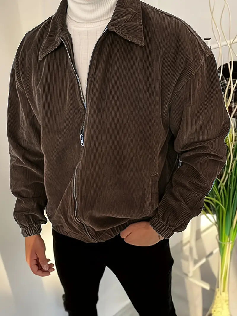 Ashford fine-wale corduroy zip-front jacket unisex premium casual fit with soft texture