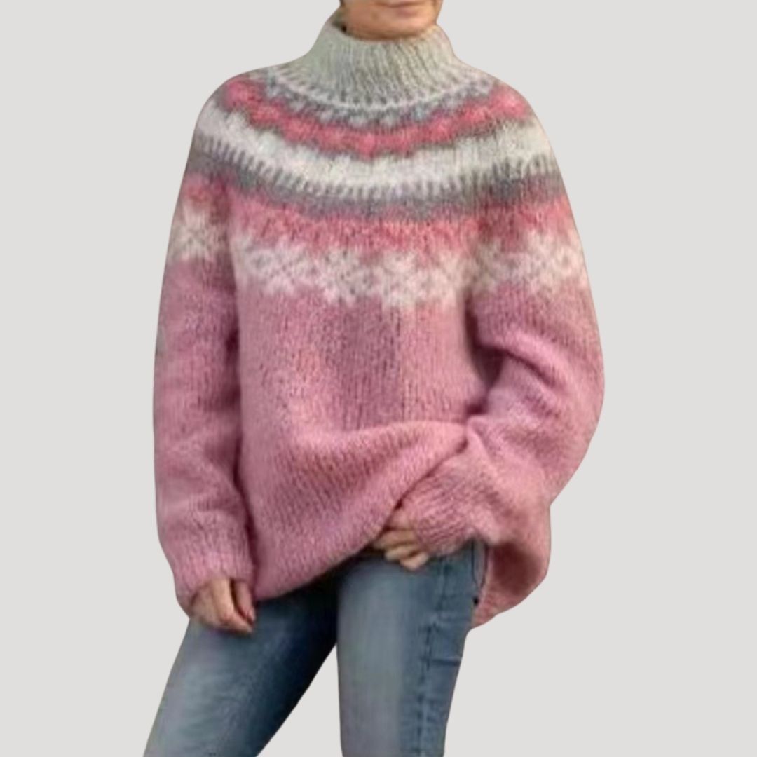 Jessica women's spring patterned knit pullover sweater with intricate texture for casual everyday comfort
