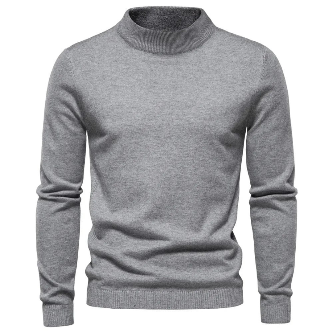 Men's warm knit turtleneck sweater long sleeve classic pullover in solid color winter comfort