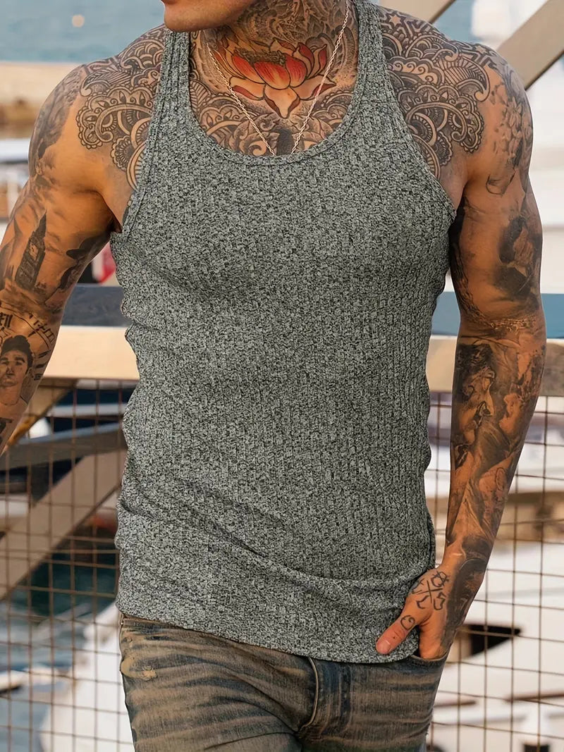Men's breathable lightweight tank top relaxed fit versatile casual style for active everyday wear