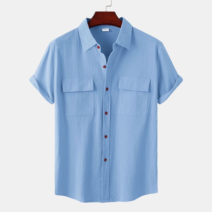 Men's Dani short-sleeve linen shirt, straight casual cut, breathable lightweight fabric for warm weather