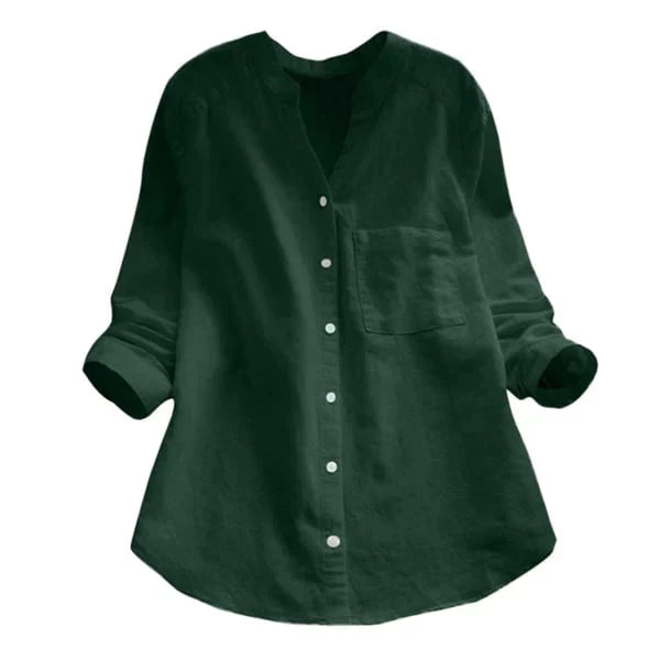 Women's relaxed fit linen-cotton blouse casual everyday style breathable loose silhouette