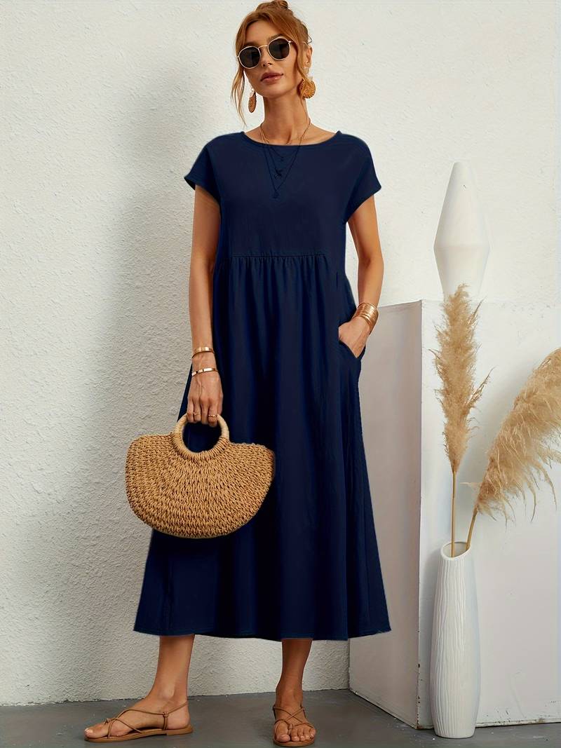 Emily women's crew neck dress timeless summer style easy care comfort spring wardrobe essential