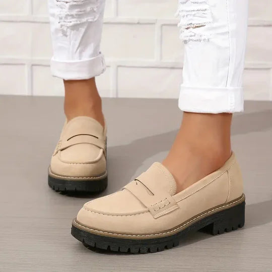 Women's chunky sole casual loafers slip-on design with bold platform sole for modern everyday style