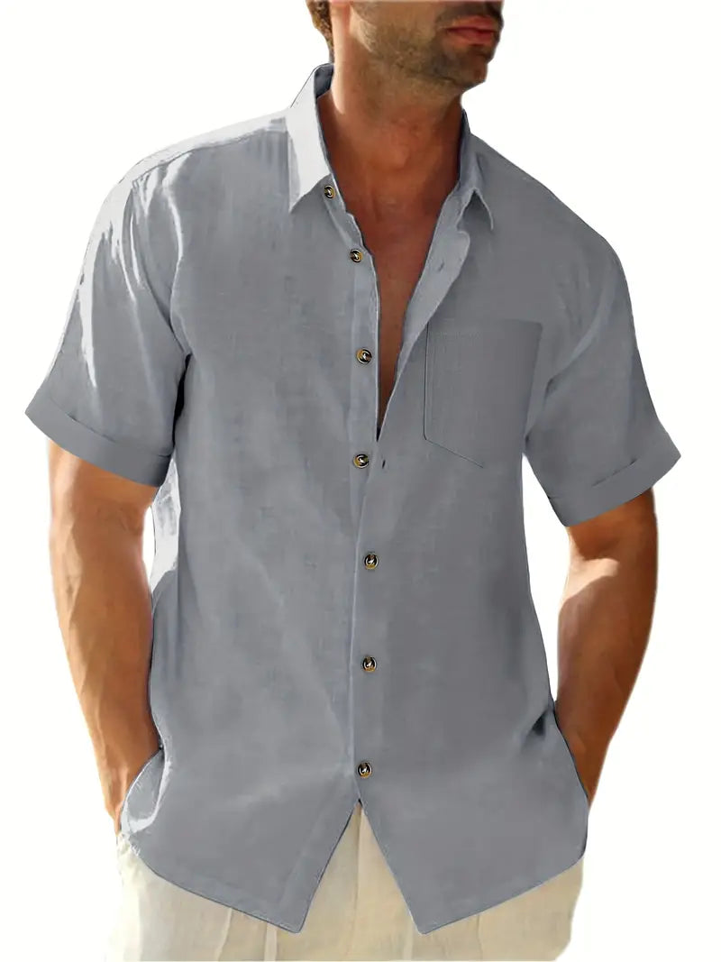 Men's slim fit short sleeve casual shirt in versatile style with modern contemporary detailing for everyday wear