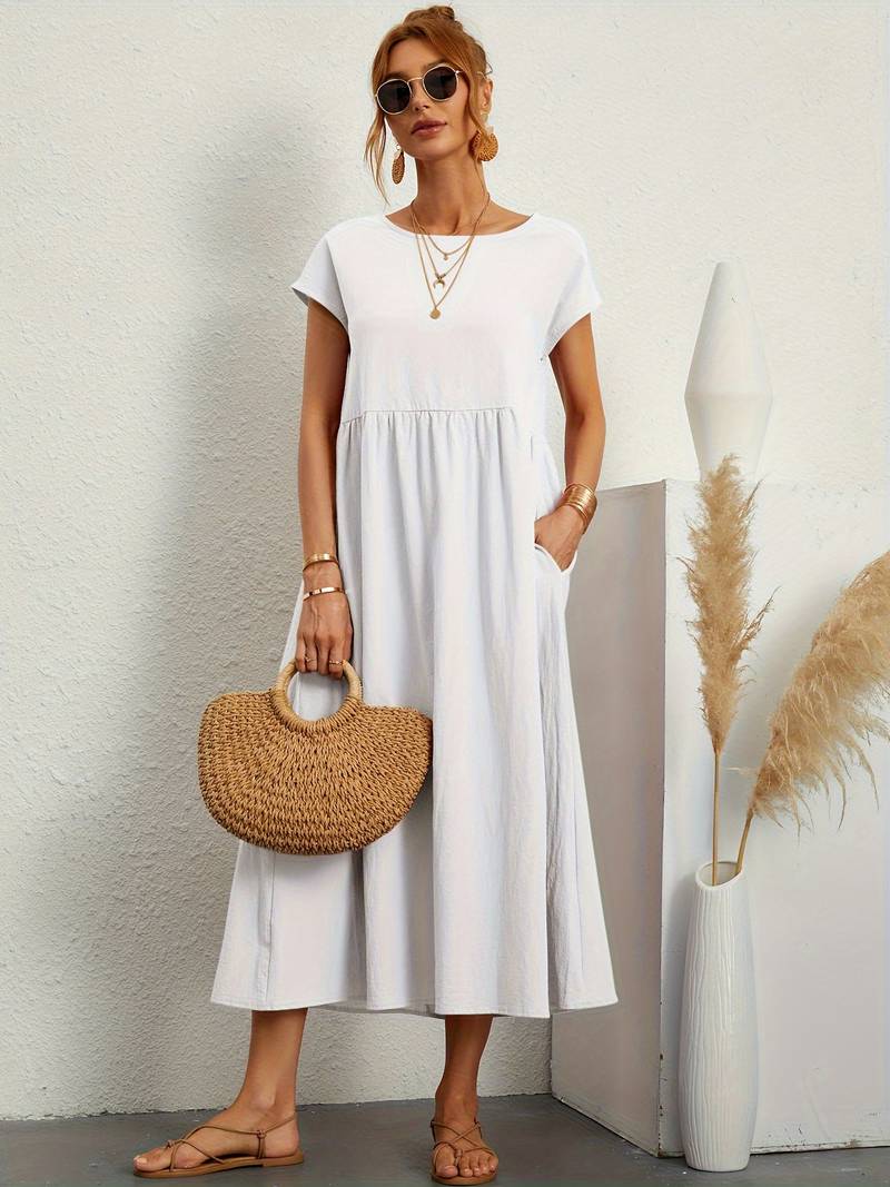 Women's Emily crew neck dress timeless silhouette easy care spring summer essential versatile comfort