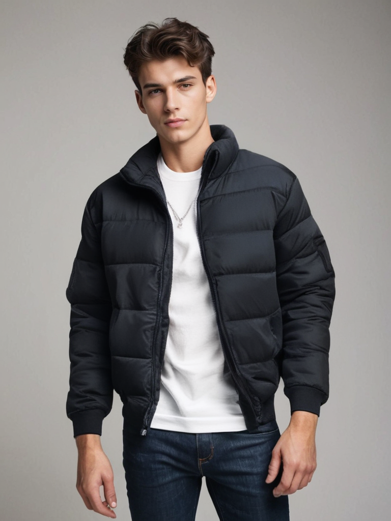 Carson men's lightweight down jacket navy blue slim fit with high-quality insulation for cold weather