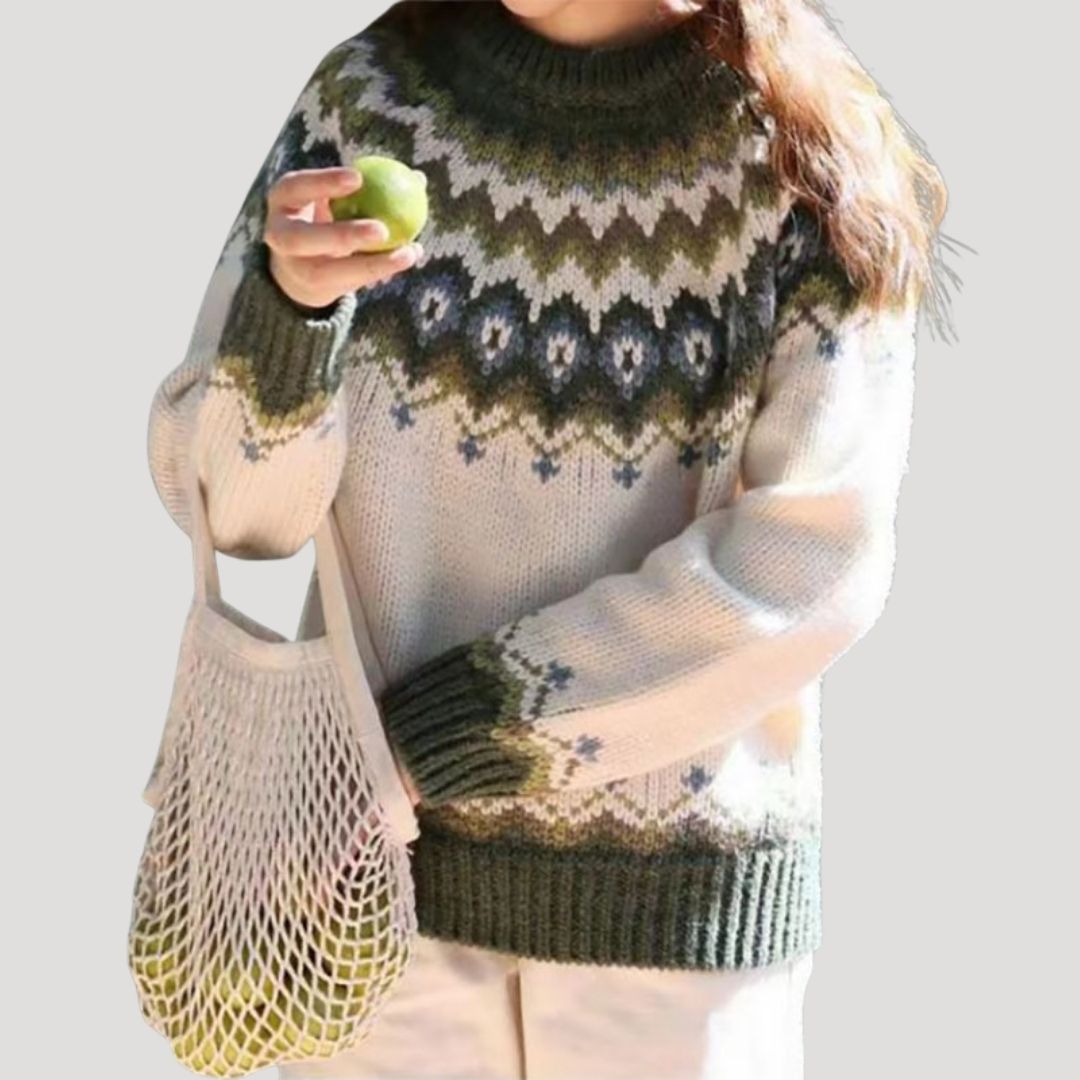 Jessica women's spring patterned knit pullover sweater casual everyday comfort cozy style versatile layer