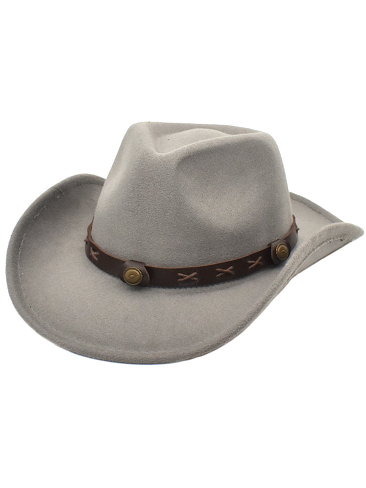 Vintage western cowboy hat in solid wool, wide brim classic style for cowboys and cowgirls