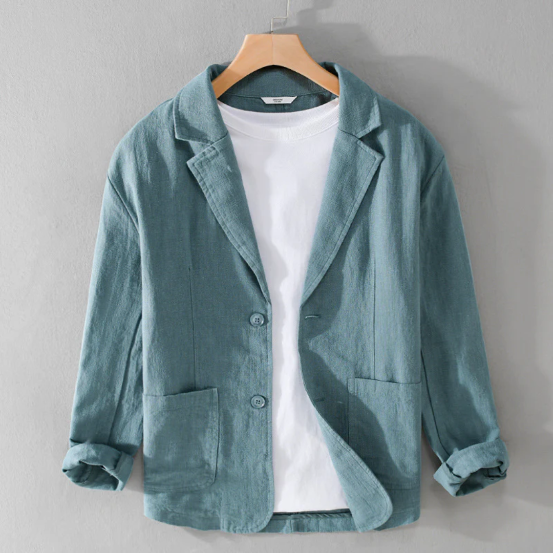 Men's relaxed fit cotton linen jacket individually dyed lightweight layer timeless refined style