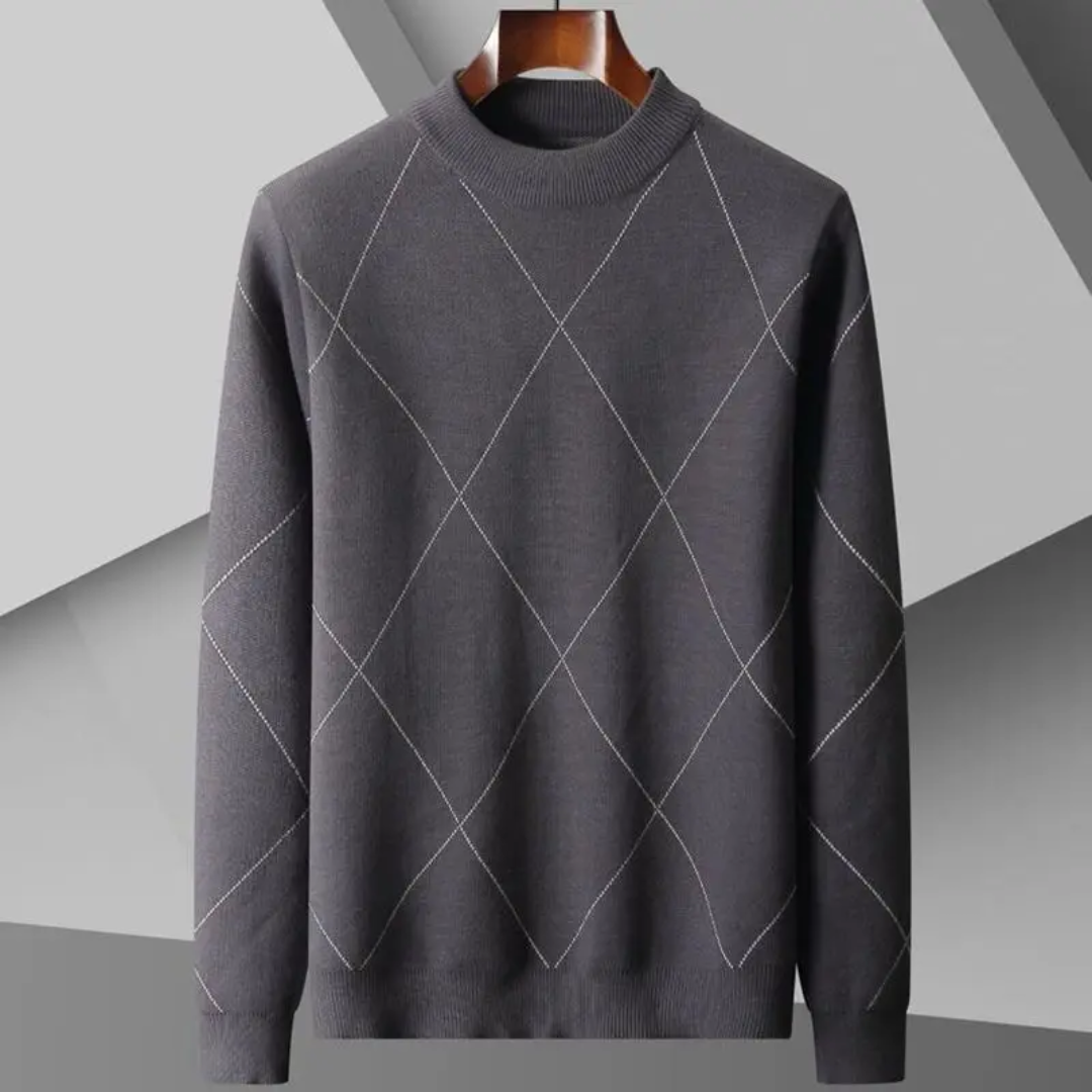 Steven diamond cashmere sweater lightweight unisex knit in neutral tone with diamond texture pattern