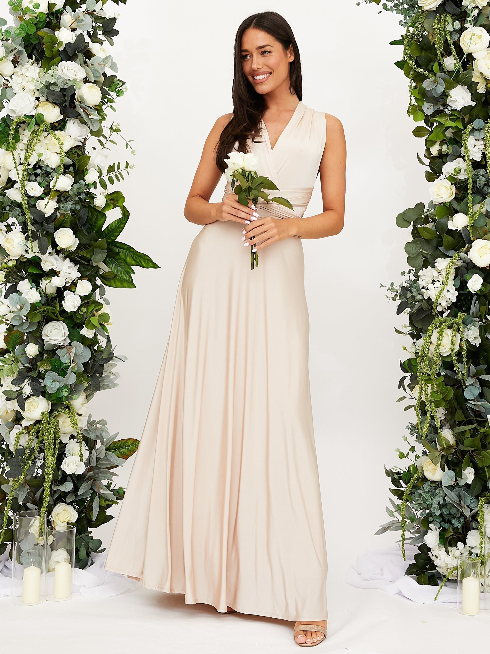 Women's Mae elegant multi-style formal dress, structured silhouette, versatile cut for festive occasions