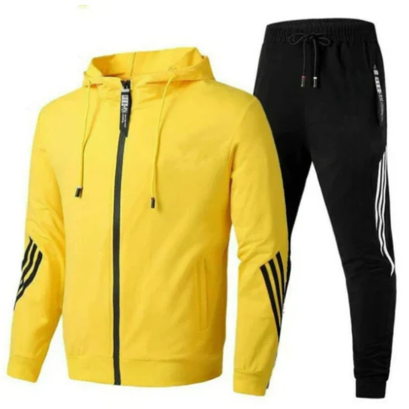 Brandon men's gray streetwear hoodie set relaxed fit matching pants urban casual two-piece outfit