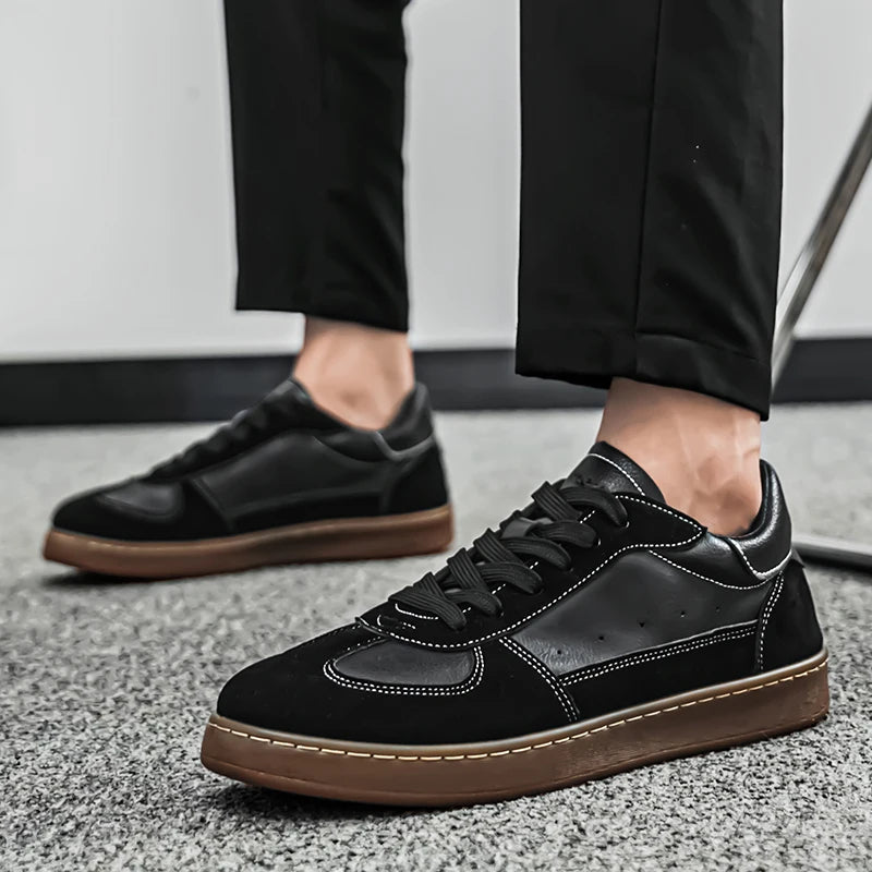 Retro low-top suede lace-up sneakers with cushioned insoles in classic neutral tones