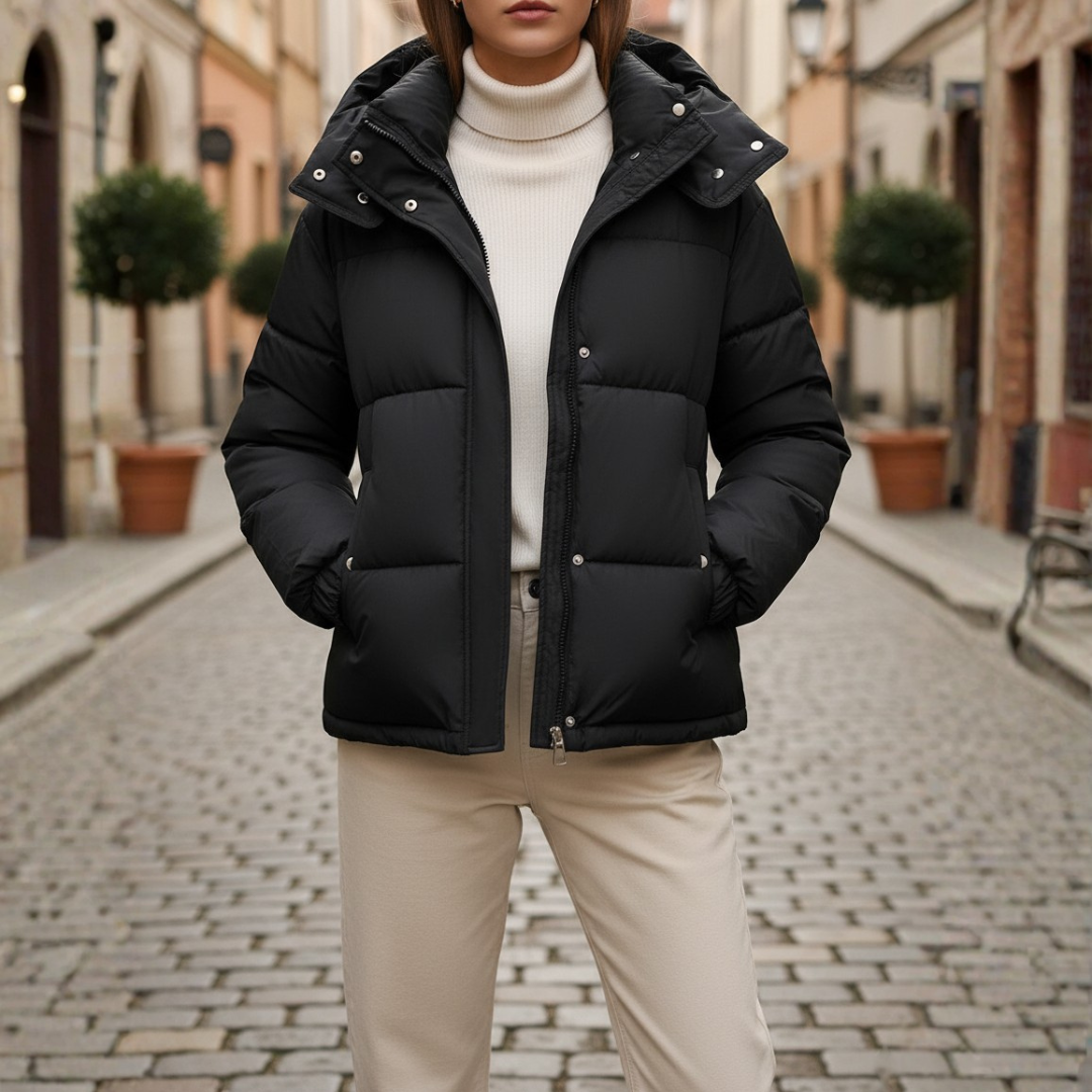 Women's boxy fit down jacket pink water-repellent lightweight thermal padding casual winter coat
