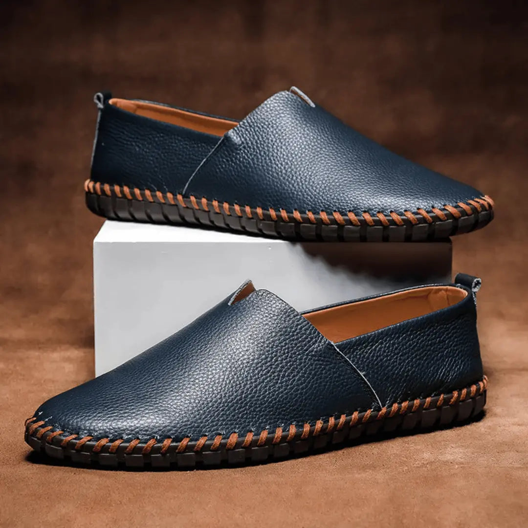 Logan Jefferson genuine leather loafers slip-on dress shoes rubber outsole all-day comfort