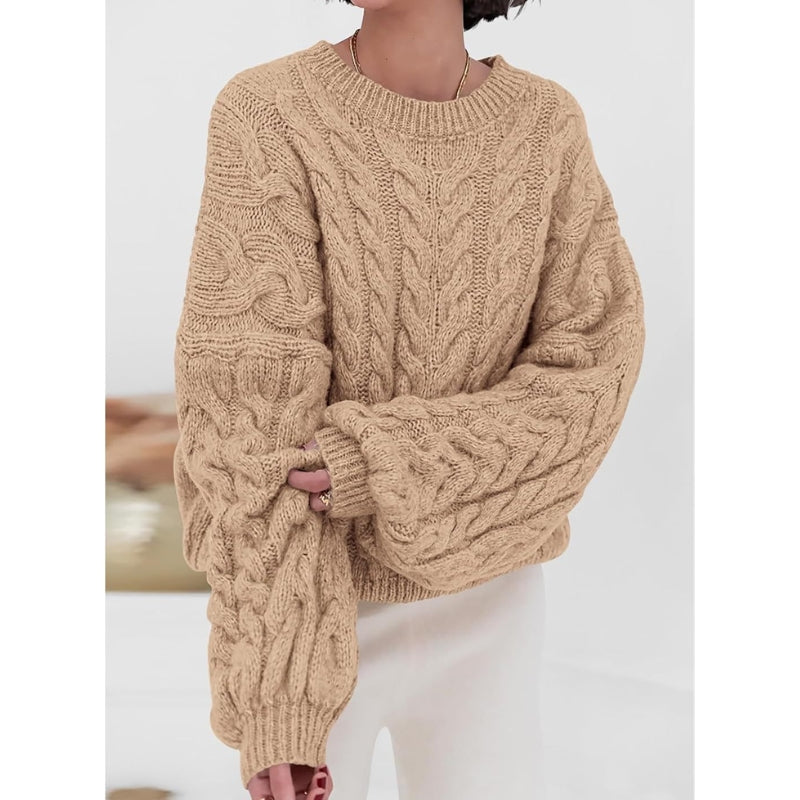 Oversized chunky knit sweater for women in cozy soft yarn, relaxed fit lightweight on shoulders