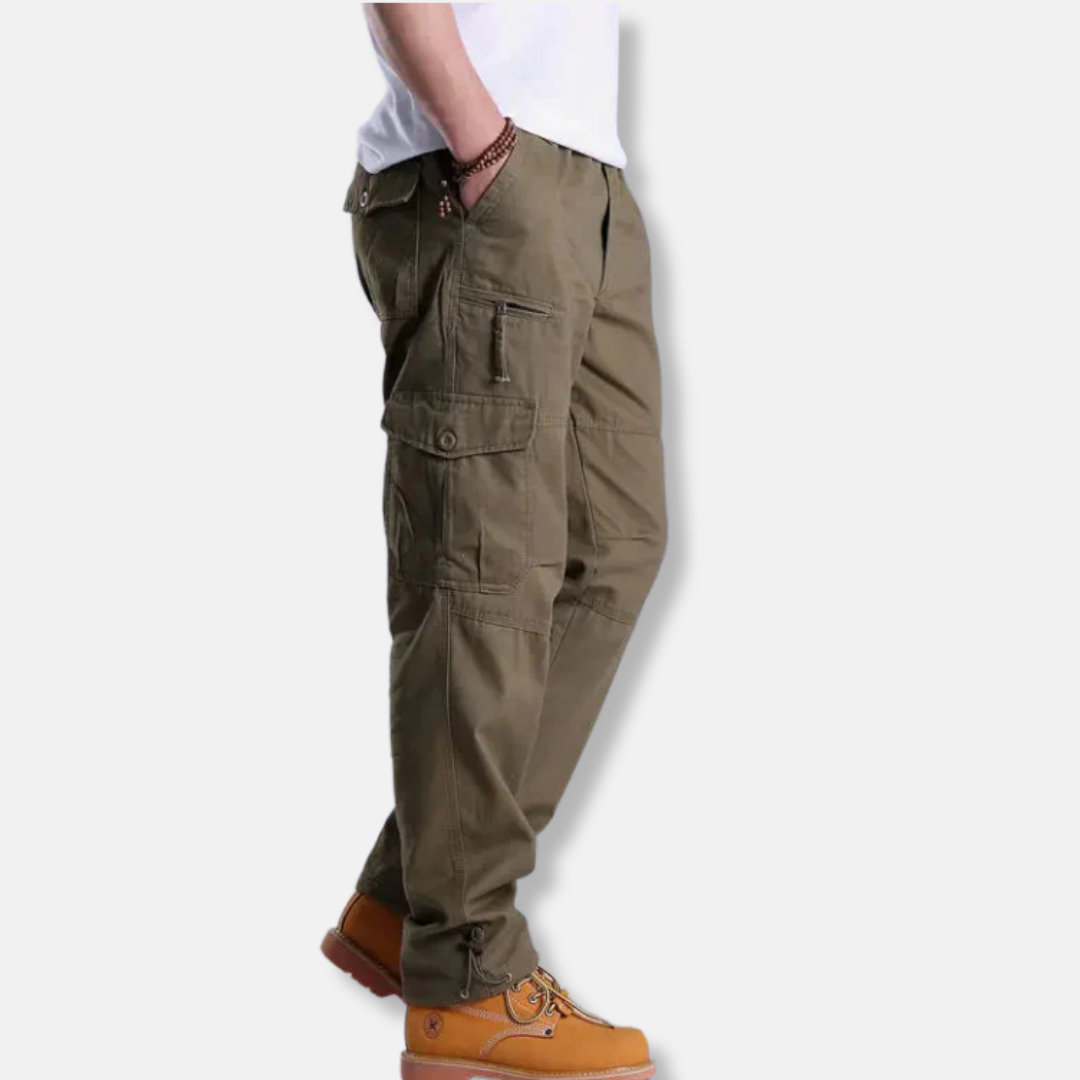 Men's relaxed fit camouflage cargo pants cotton blend multi-pocket straight leg urban style