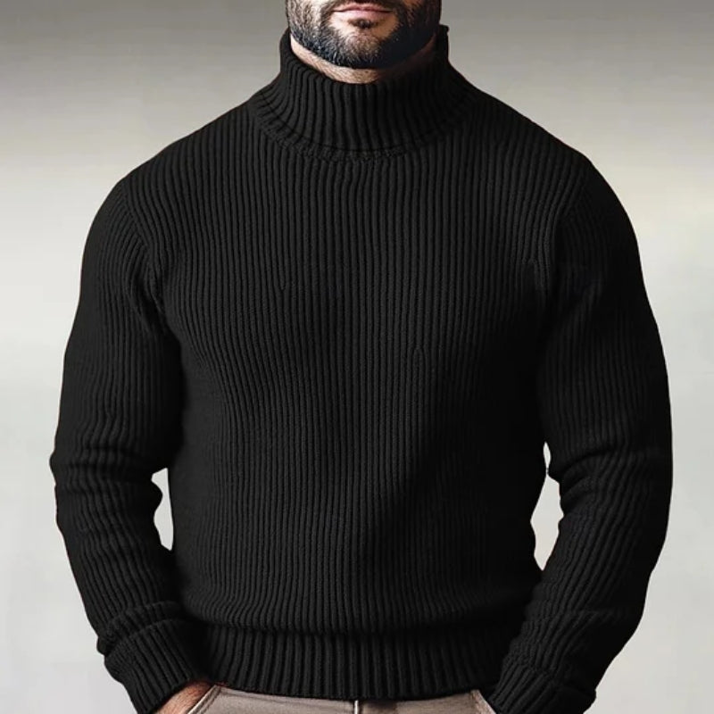 Women's ribbed turtleneck sweater tailored fit dense knit mock neck versatile layering piece