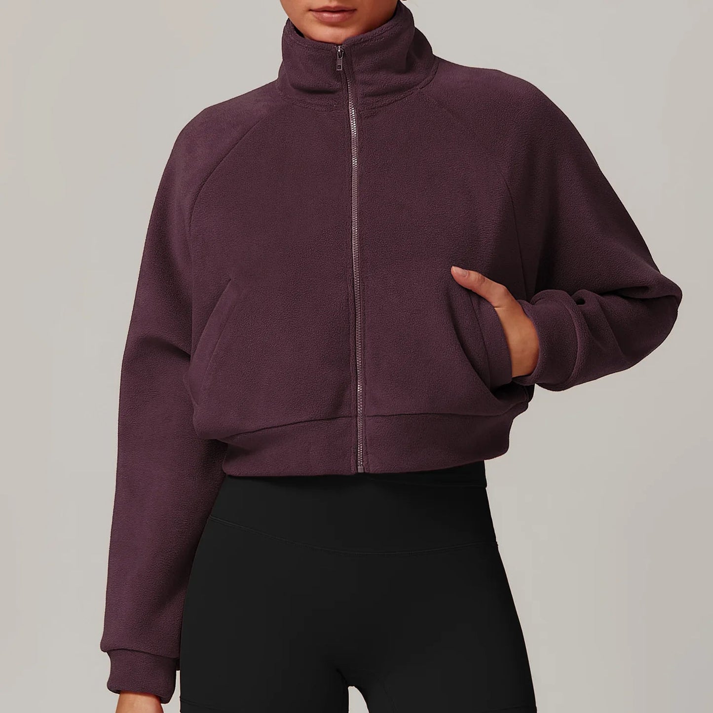 Serenity windproof fleece jacket in neutral tone, high-neck cozy fit, anti-pill durable outdoor layer