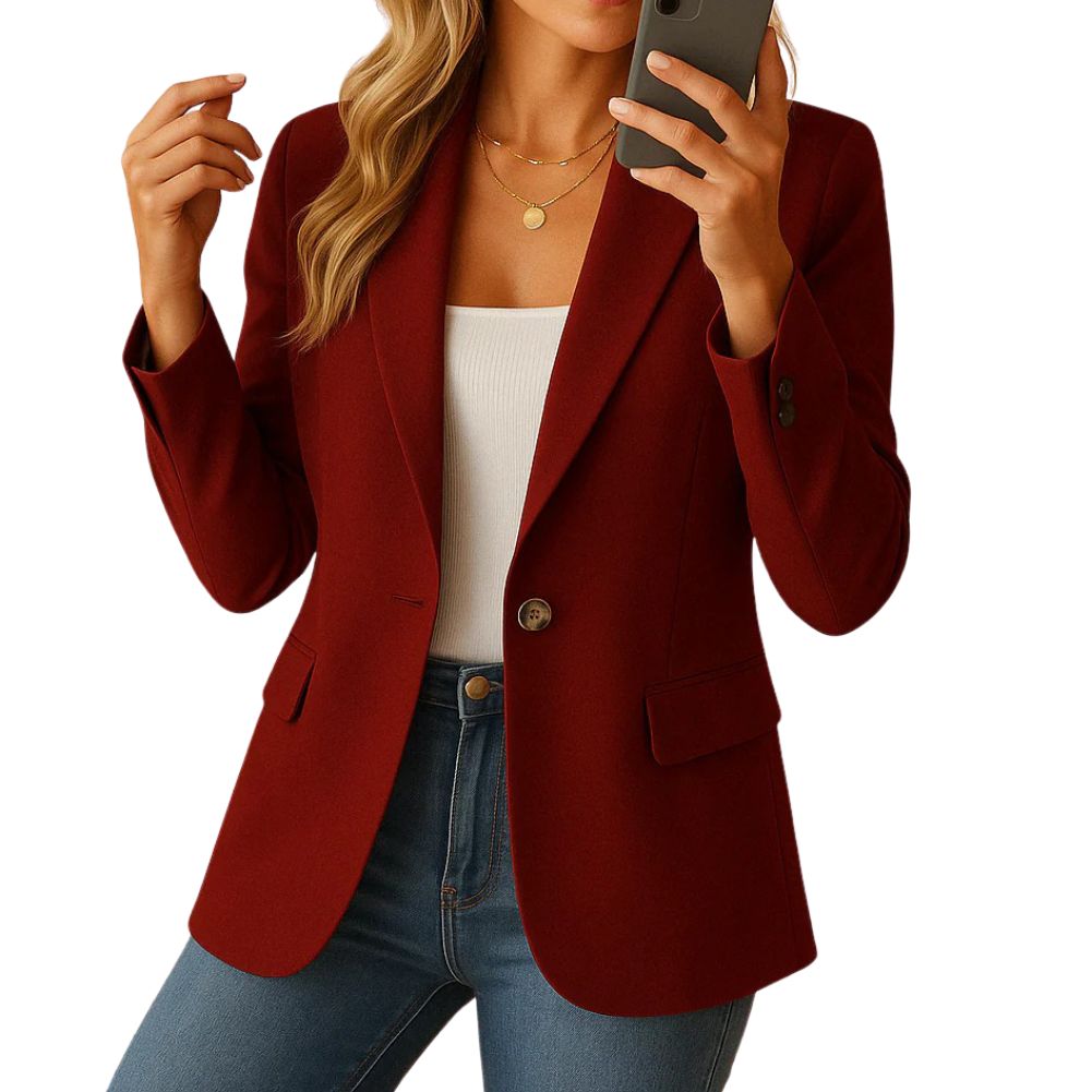 Women's tailored blazer notched lapel single-button closure versatile office-to-casual polished fit