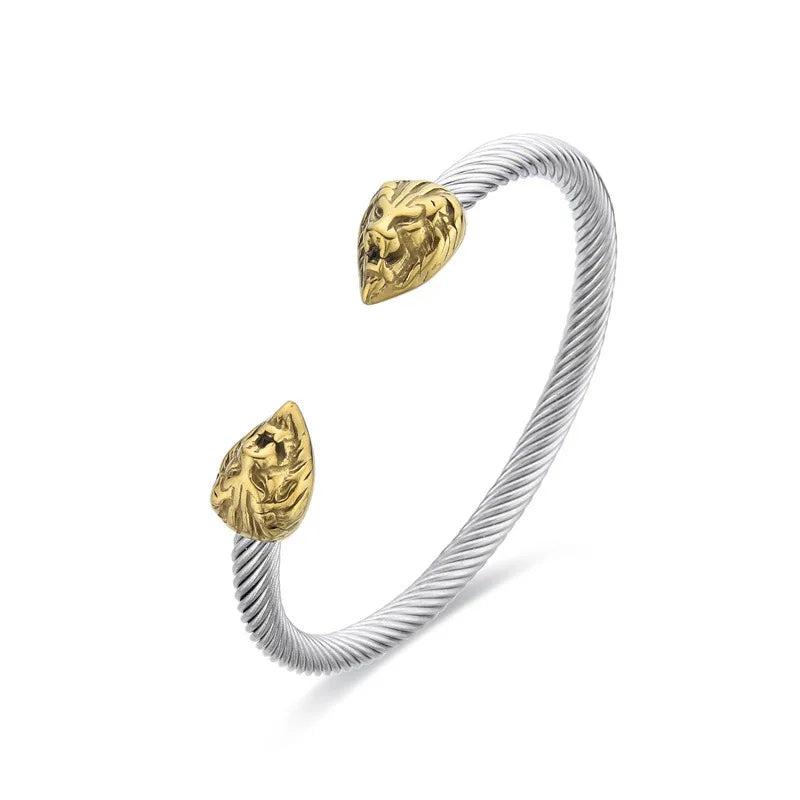 Mercer bold stainless steel twisted cable cuff bracelet 6mm adjustable fit men