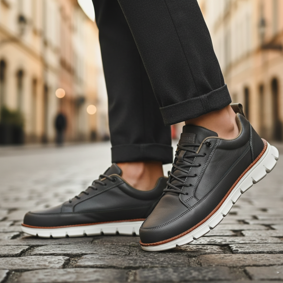 Men's lightweight casual sports sneakers in blue white black gray with cushioned non-slip sole