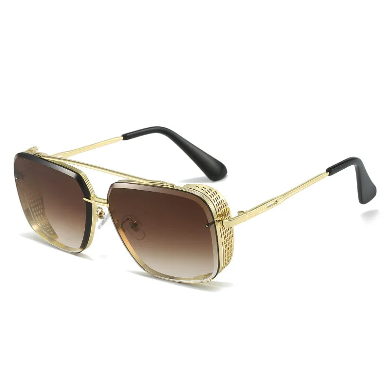 Soleil oversized aviator sunglasses with gradient UV lenses, retro square shield frames