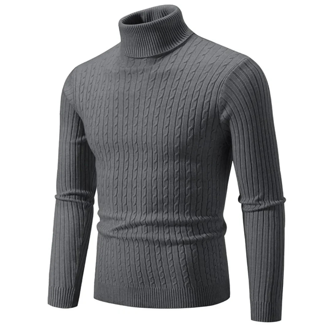 Unisex ribbed turtleneck sweater in warm soft knit with premium structured design for casual and formal wear