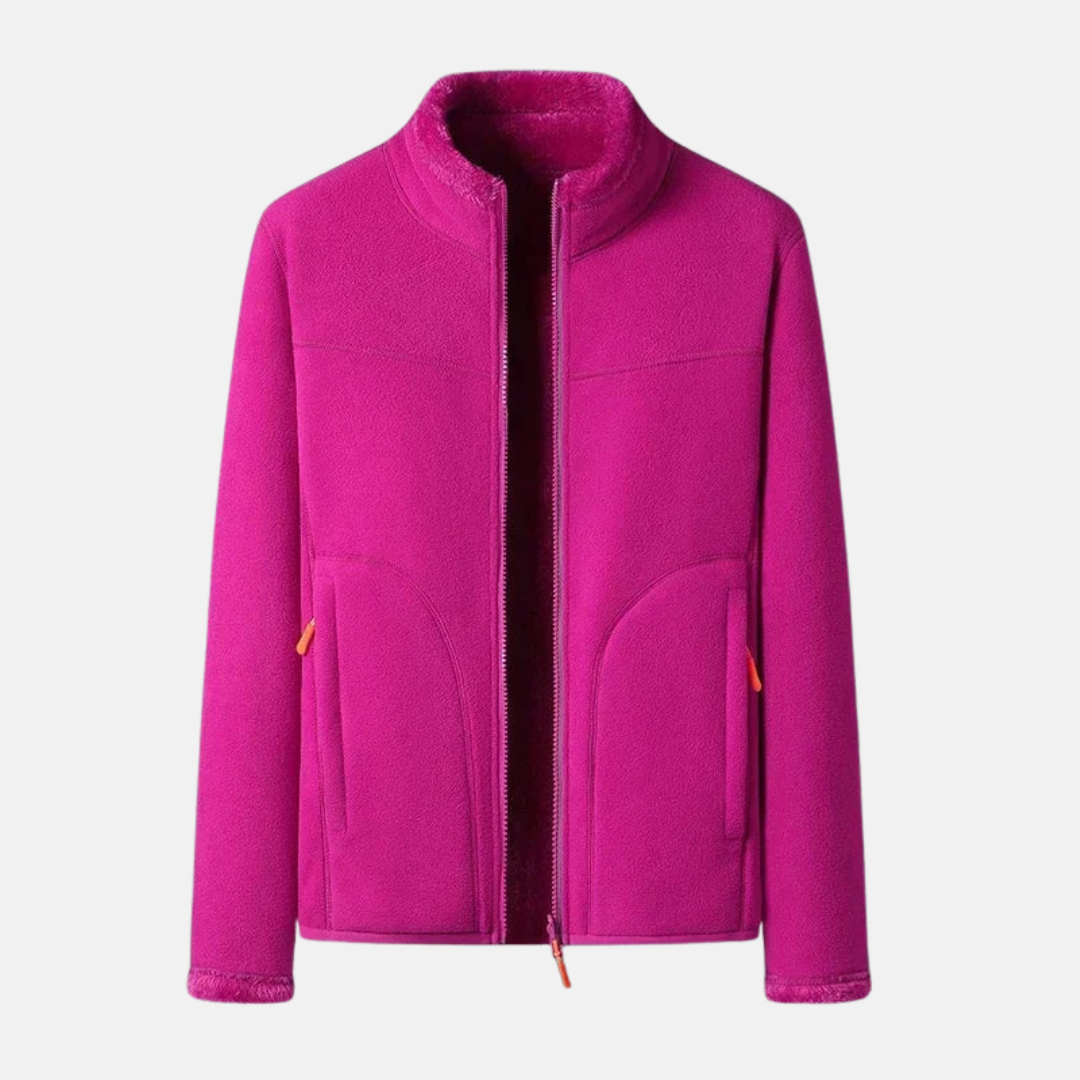 Women's regular fit fleece lined zip jacket cozy warmth full-zip closure everyday winter wear