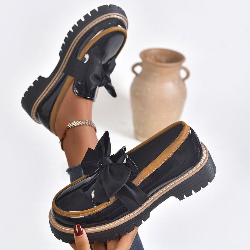 Demi | Women's Bow Loafers Platform Slip On Shoes