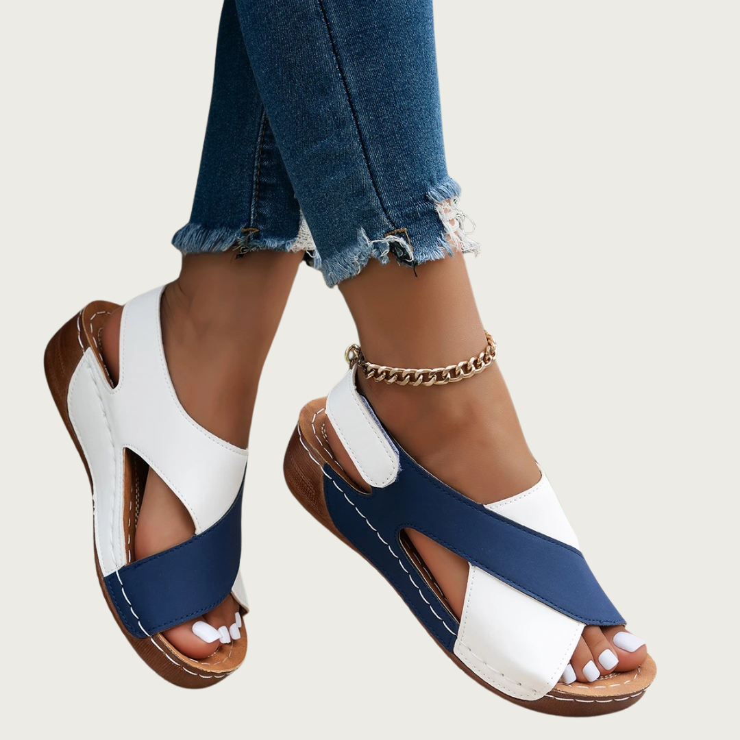 Women's orthopedic summer sandals with arch support, beige open-toe design for all-day comfort