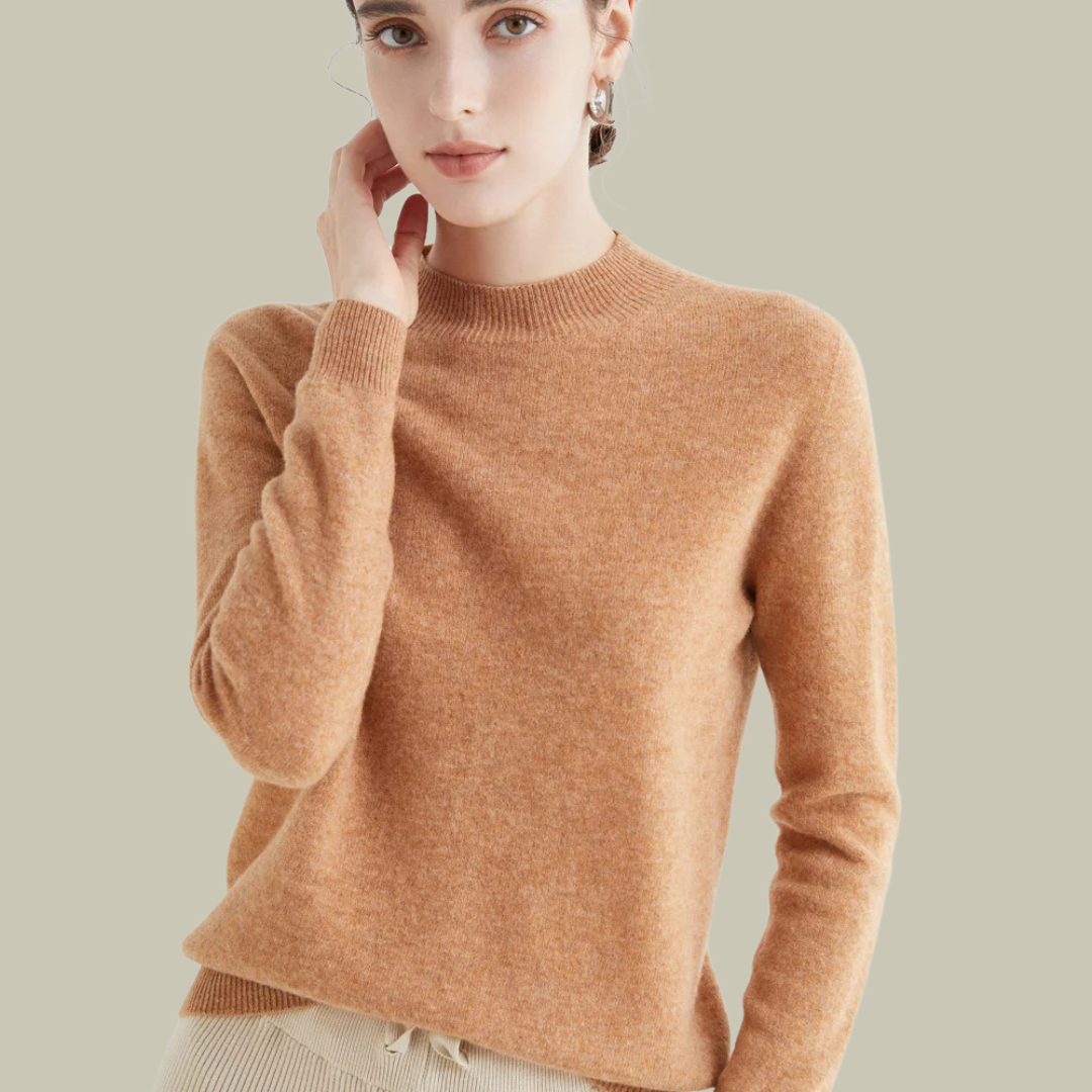 Paige women's wool blend mock neck sweater classic fit soft knit everyday layering essential