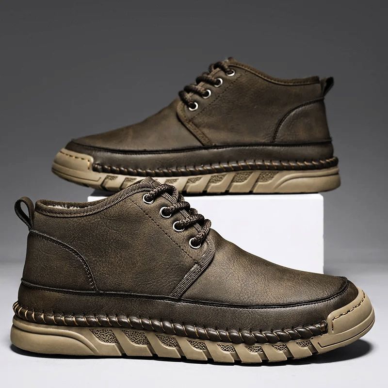 Outlandis lightweight work boots with non-slip soles, cushioned interior support, weather-resistant finish