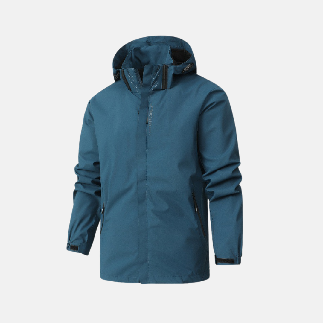 Men's weather-resistant outdoor jacket regular fit with adjustable hood and cuffs for hiking